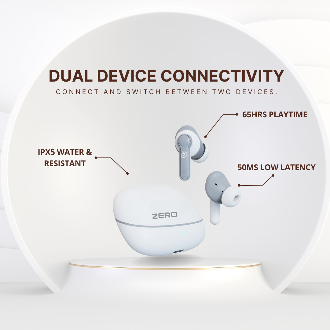Zero Buds X1 Bass Boosted Earbuds - White