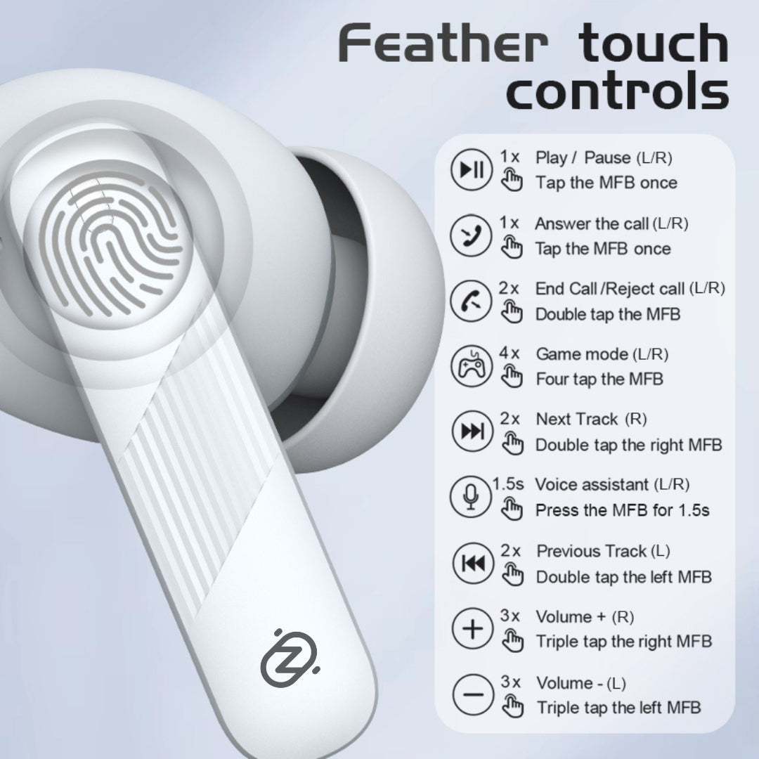Zero Buds X2 Bass Boosted Earbuds - White