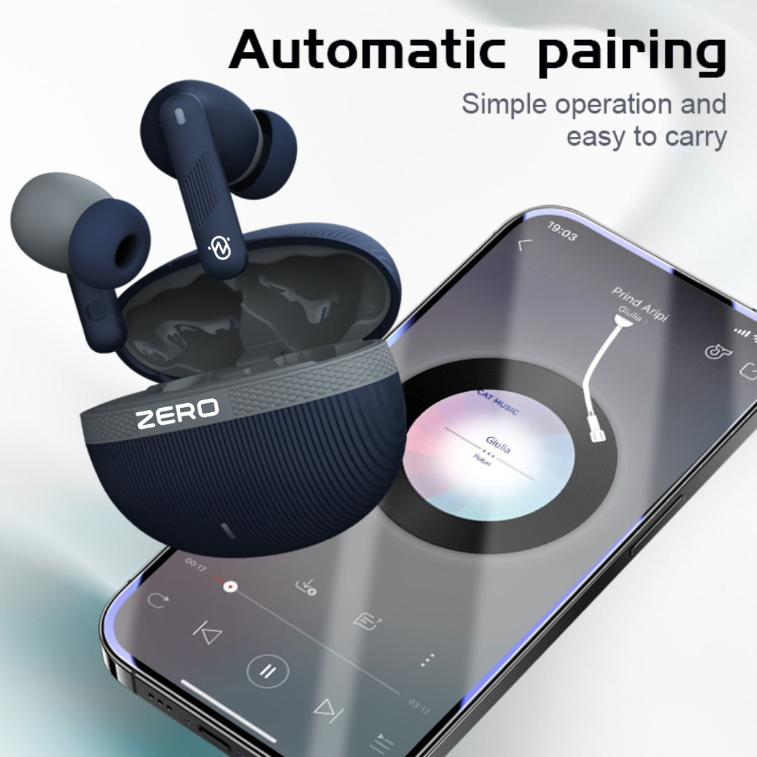 Zero Buds X2 Bass Boosted Earbuds - Navy Blue