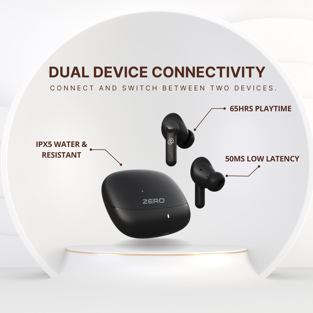 Zero Buds X1 Bass Boosted Earbuds - Black