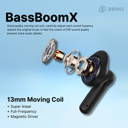 Zero Buds X1 Bass Boosted Earbuds - Black