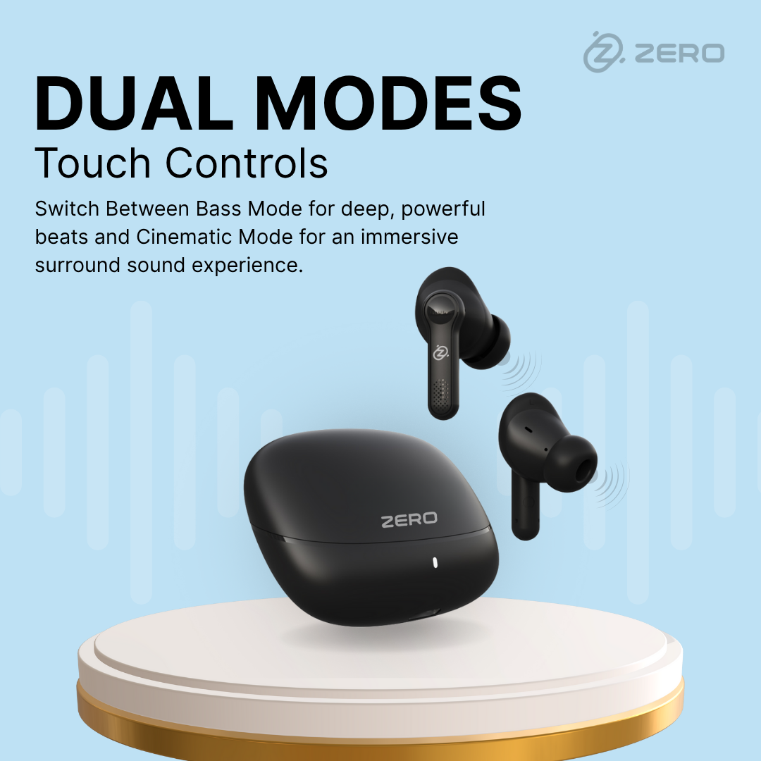 Zero Buds X1 Bass Boosted Earbuds - Black