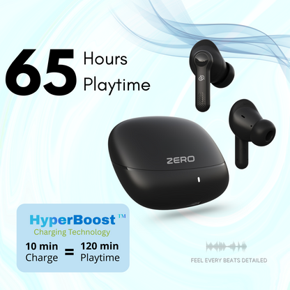 Zero Buds X1 Bass Boosted Earbuds - Black