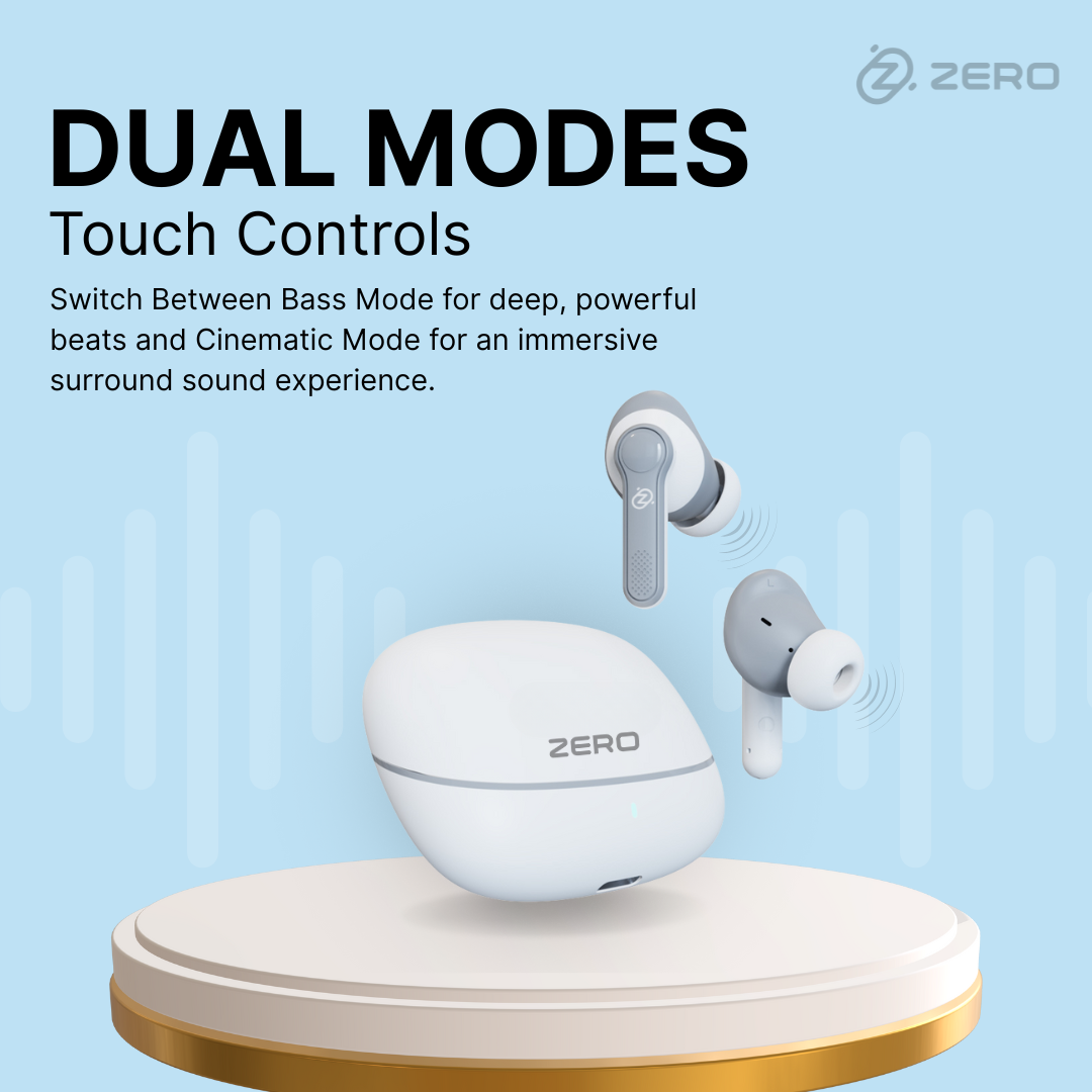 Zero Buds X1 Bass Boosted Earbuds - White