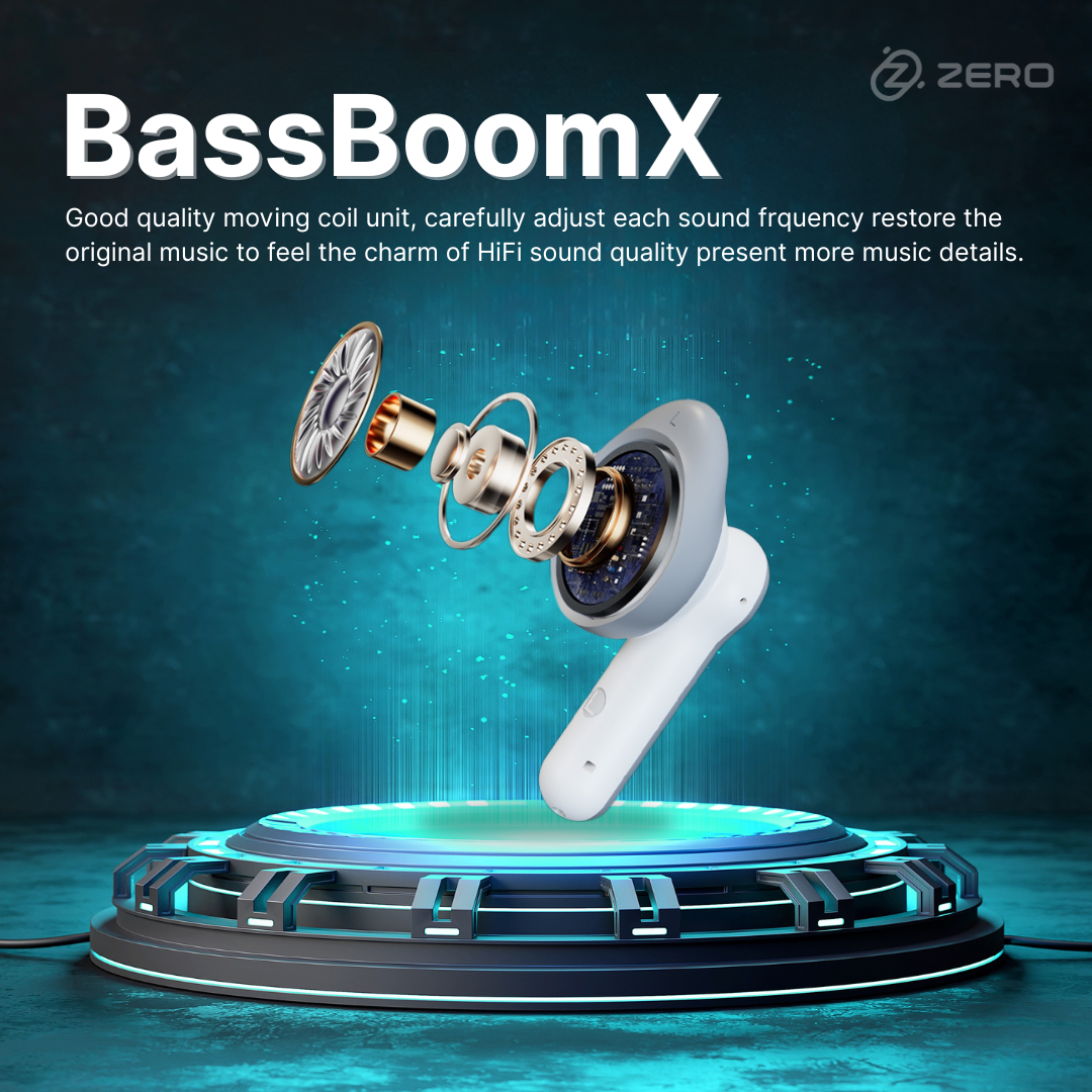 Zero Buds X1 Bass Boosted Earbuds - White