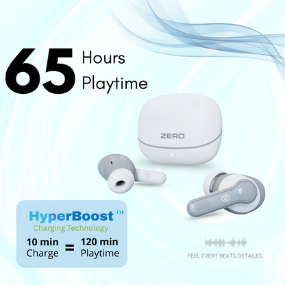 Zero Buds X1 Bass Boosted Earbuds - White