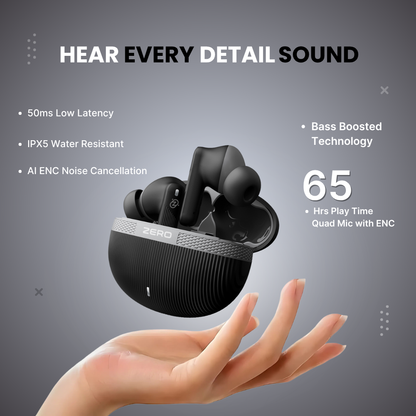 Zero Buds X2 Bass Boosted Earbuds - Black