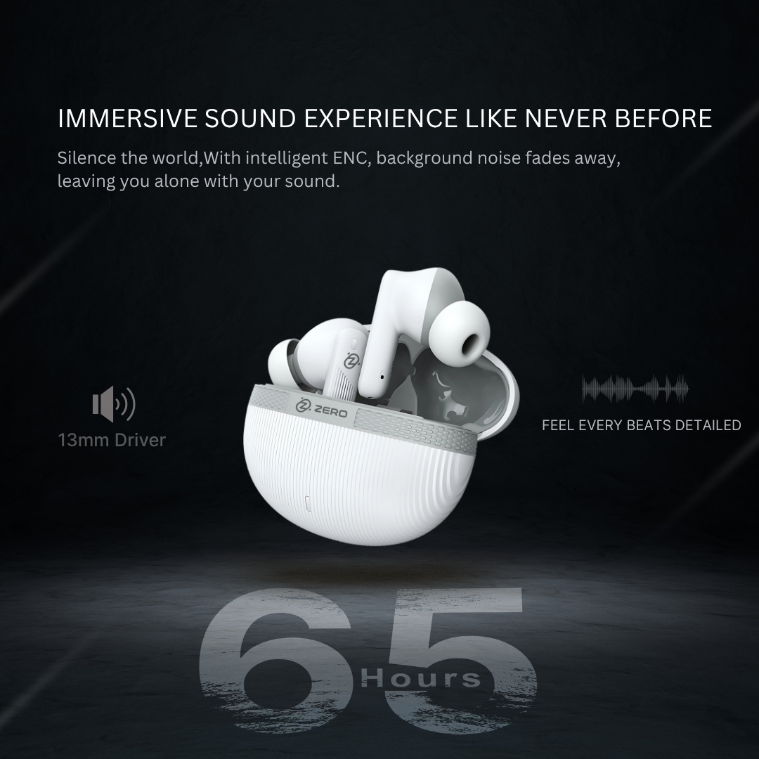 Zero Buds X2 Bass Boosted Earbuds - White